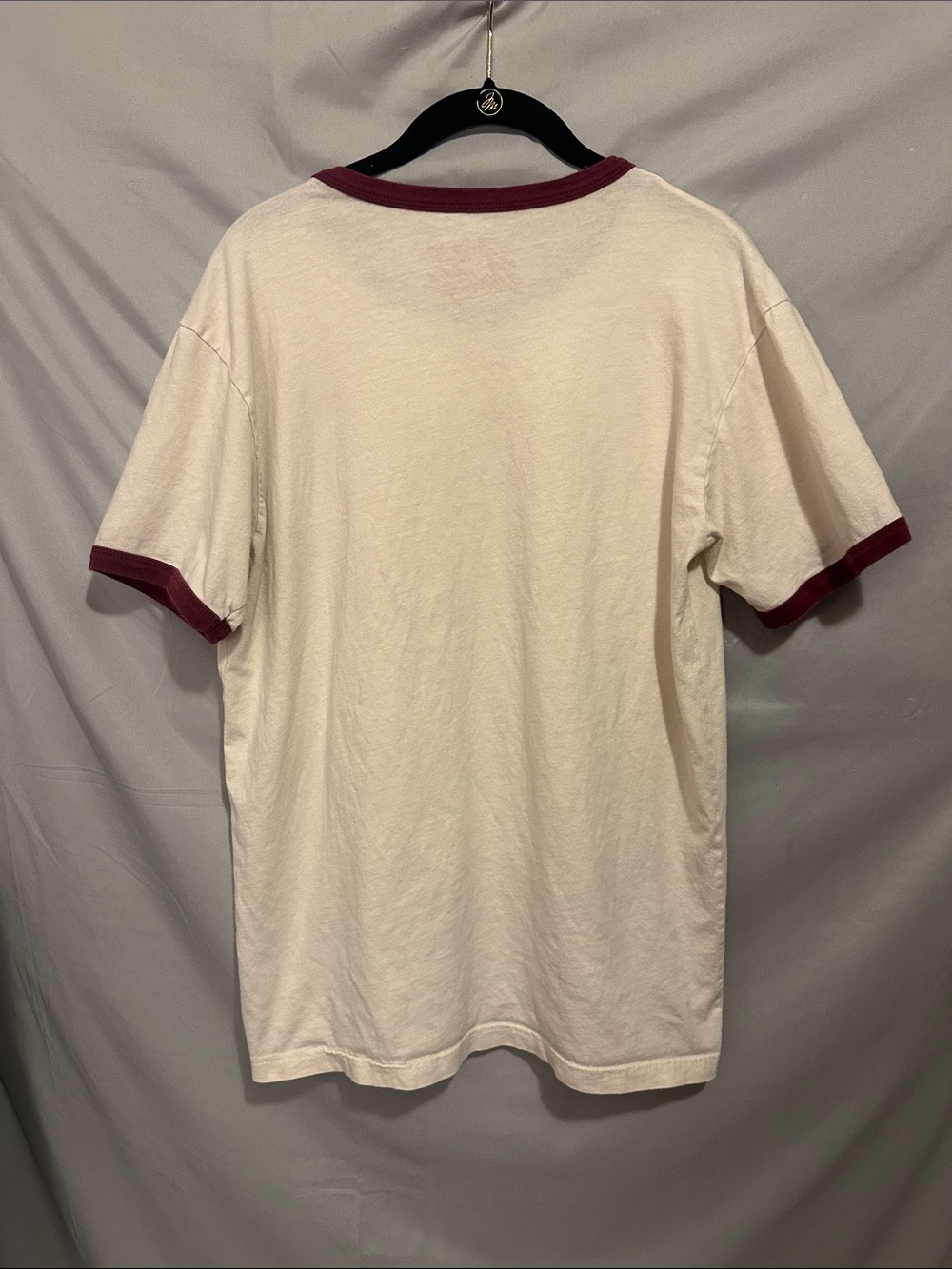 White Ringer Tee with Maroon Script - 'Daddy Loves Me' - Picture 3 of 4